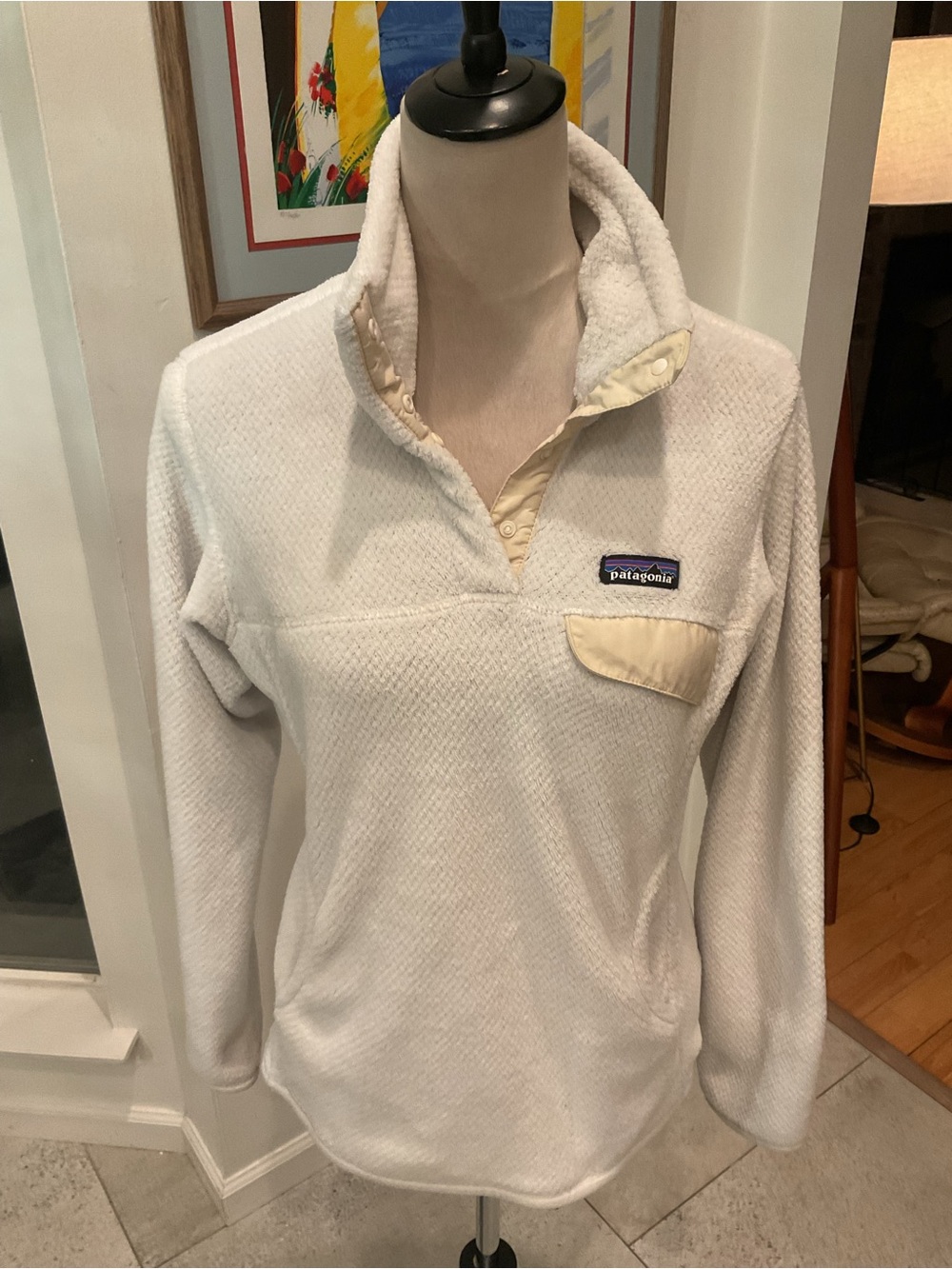 Patagonia Cream and Pale Yellow Snap-T Fleece Pullover
